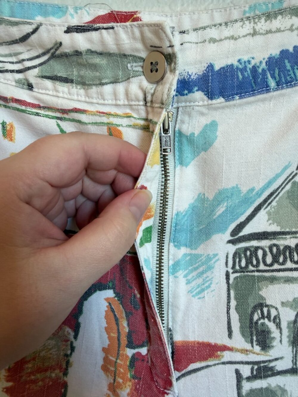 Vintage Chico's Italy Scenic Print Crop Pants Size 1.5 100% Cotton Capri Travel - Picture 4 of 6